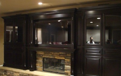 Custom cabinets around a fireplace