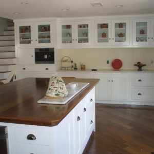 White kitchen cabinets with shaker doors